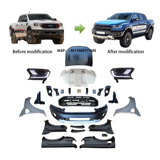 Auto Car Front Bumper Grille Front Bumper Body Kit for 12-16 Ranger T6 T7 T8 Accessories Upgrade to 19+Raptor Surround