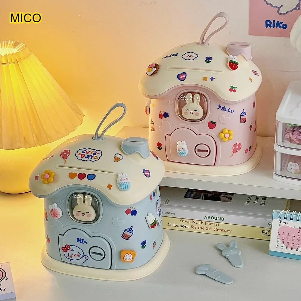 Cute Mushroom House Piggy Bank Creative Children Money Saving Box