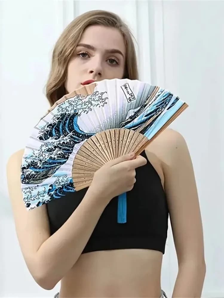 E9 Handheld Folding Ancient Style Fan Portable And Beautiful Cooling Fan With Tassel To Enhance Atmosphere Great Prop For Photos