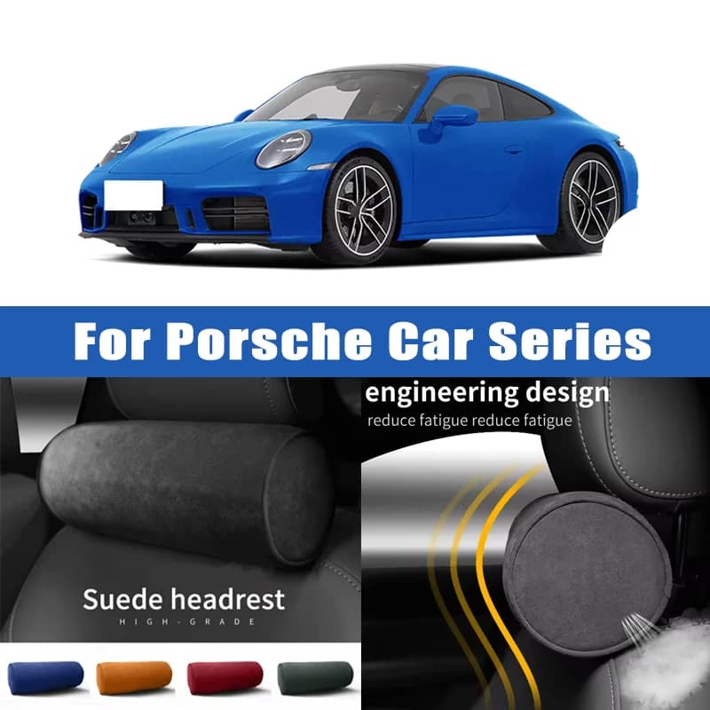 Top Quality Car Headrest Neck Support Seat Soft Neck Pillow Breathable For Porsche Cayenne Macan 718 911 Panamera Taycan Boxster