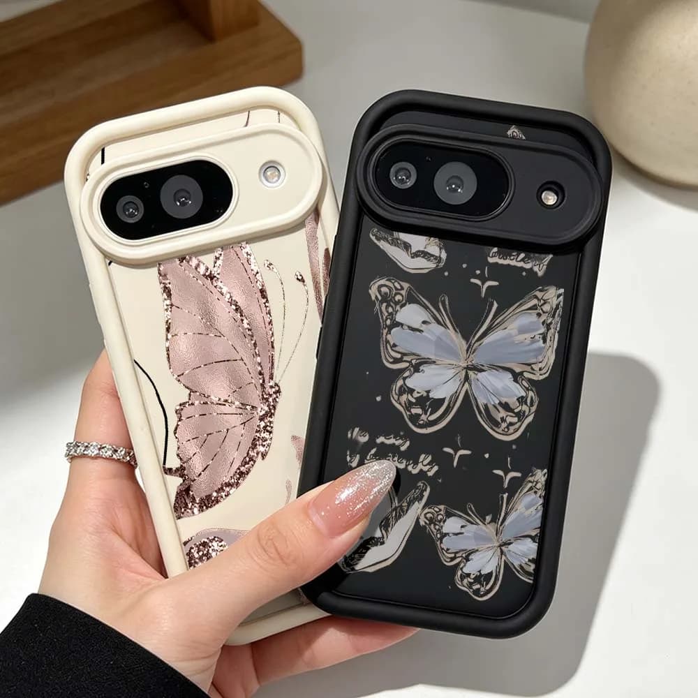 Cartoon Blue Butterfly Pattern Silicone Case For Google Pixel 10 9 8 7 9a 8a 7a Pro XL Soft Phone Case
