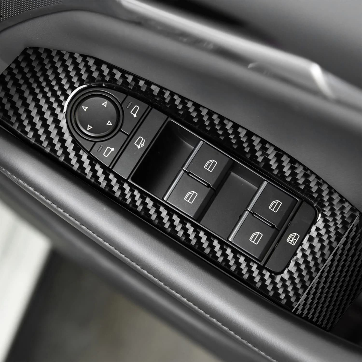 RHD! for Mazda3 BP 2019-2026 Car Accessories Door Armrest Window Switch Panel Cover Trim Sticker ABS Carbon Fiber Grain 7Pcs