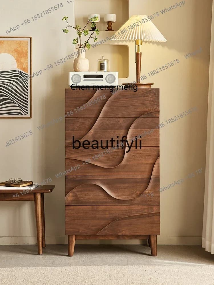 M178 North American black walnut chest of drawers Nordic simple solid wood locker household bedroom
