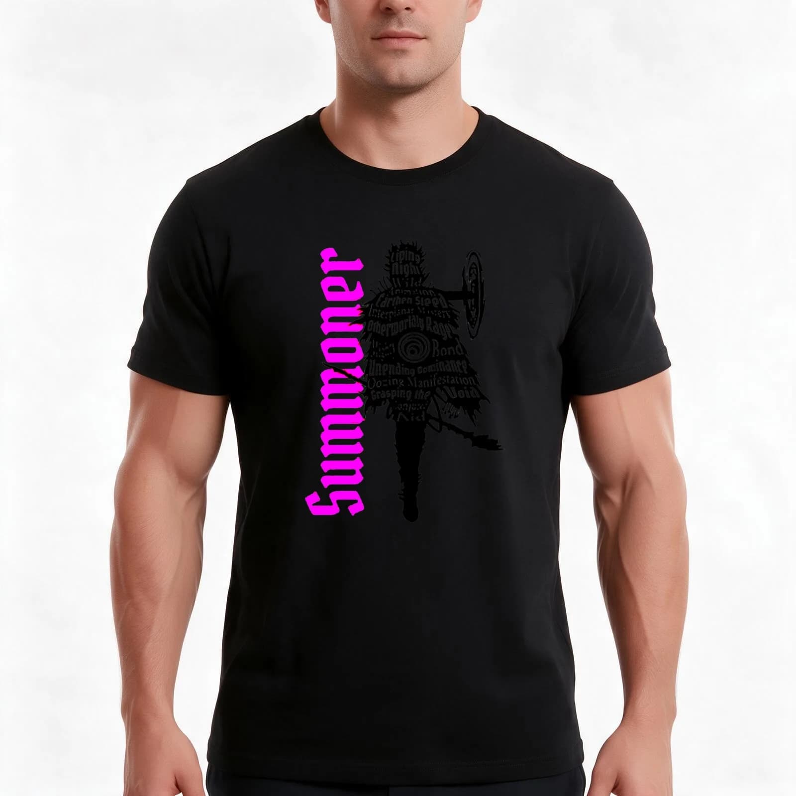 Gloomhaven Summoner Class Silhouette T-Shirt, Summer Casual Cotton Tee, Oversized Streetwear Tops, Vintage Graphic Print