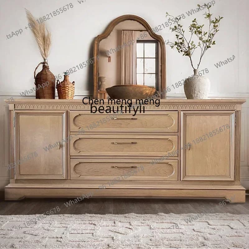 X French retro solid wood porch cabinet, TV cabinet, living room floor locker, bedroom storage cabinet