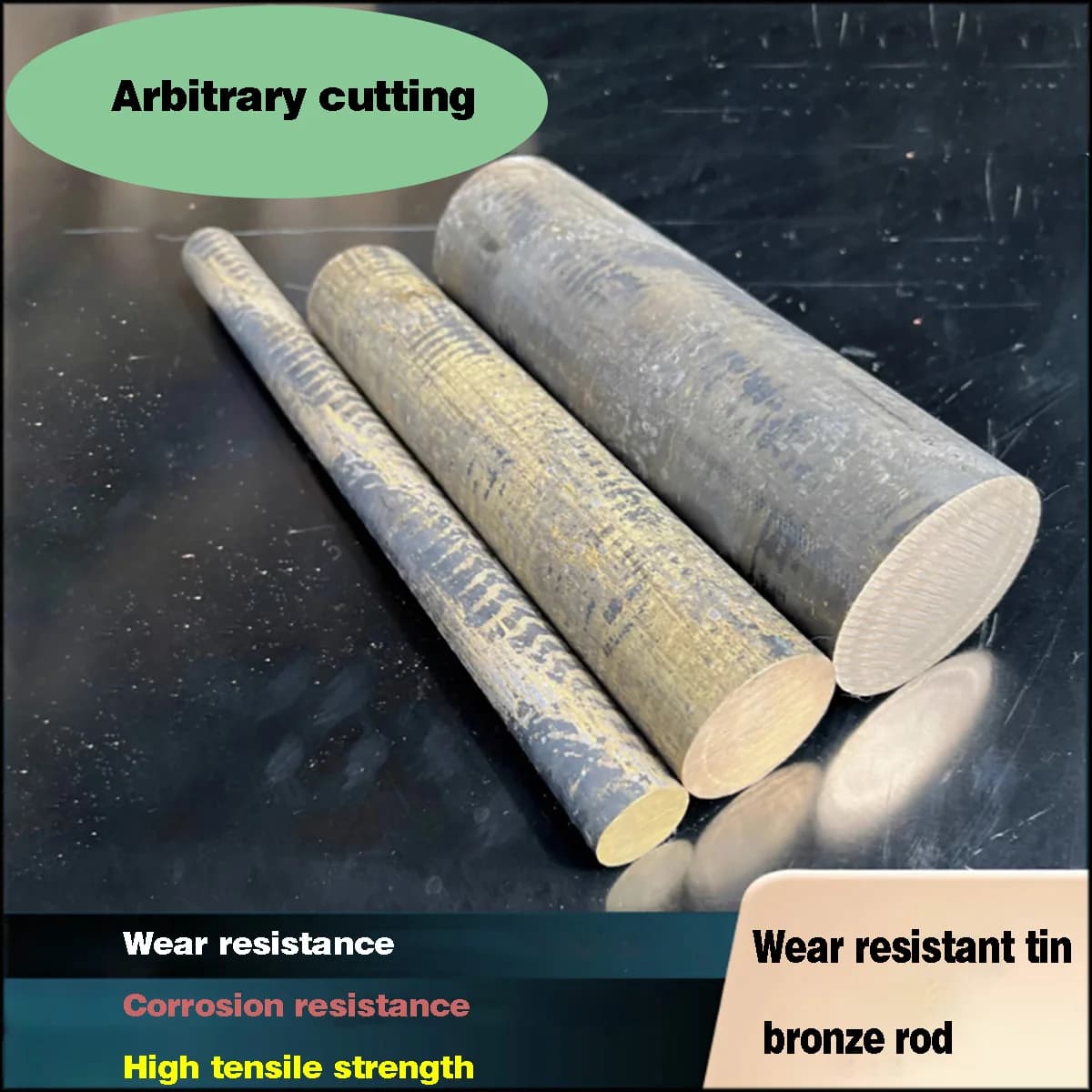 Diameter 10/12/15/18-25mm Wear Resistant Solid Metal Bronze Round Bar Tin Bronze Rod Tin Copper Alloy Raw Material Length 300mm