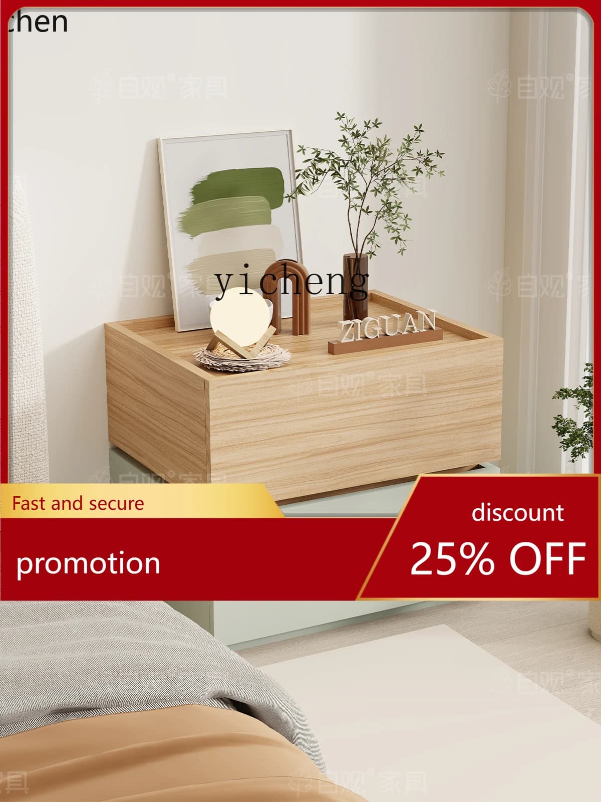 YFY Bedside Table Bedroom Bedside Storage Rack Antique Style Storage Cabinet Sofa Side Cabinet