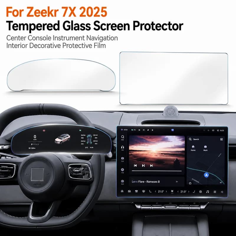 For Zeekr 7X 2025 Tempered Glass Screen Protector, Center Console Instrument Navigation Interior Decorative Protective Film
