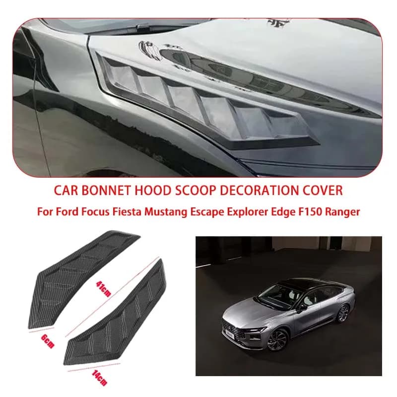 2 Pcs Gloss Black For Ford Hood Vents Bonnet Cover Rubber Front Bonnet Vent car decorations