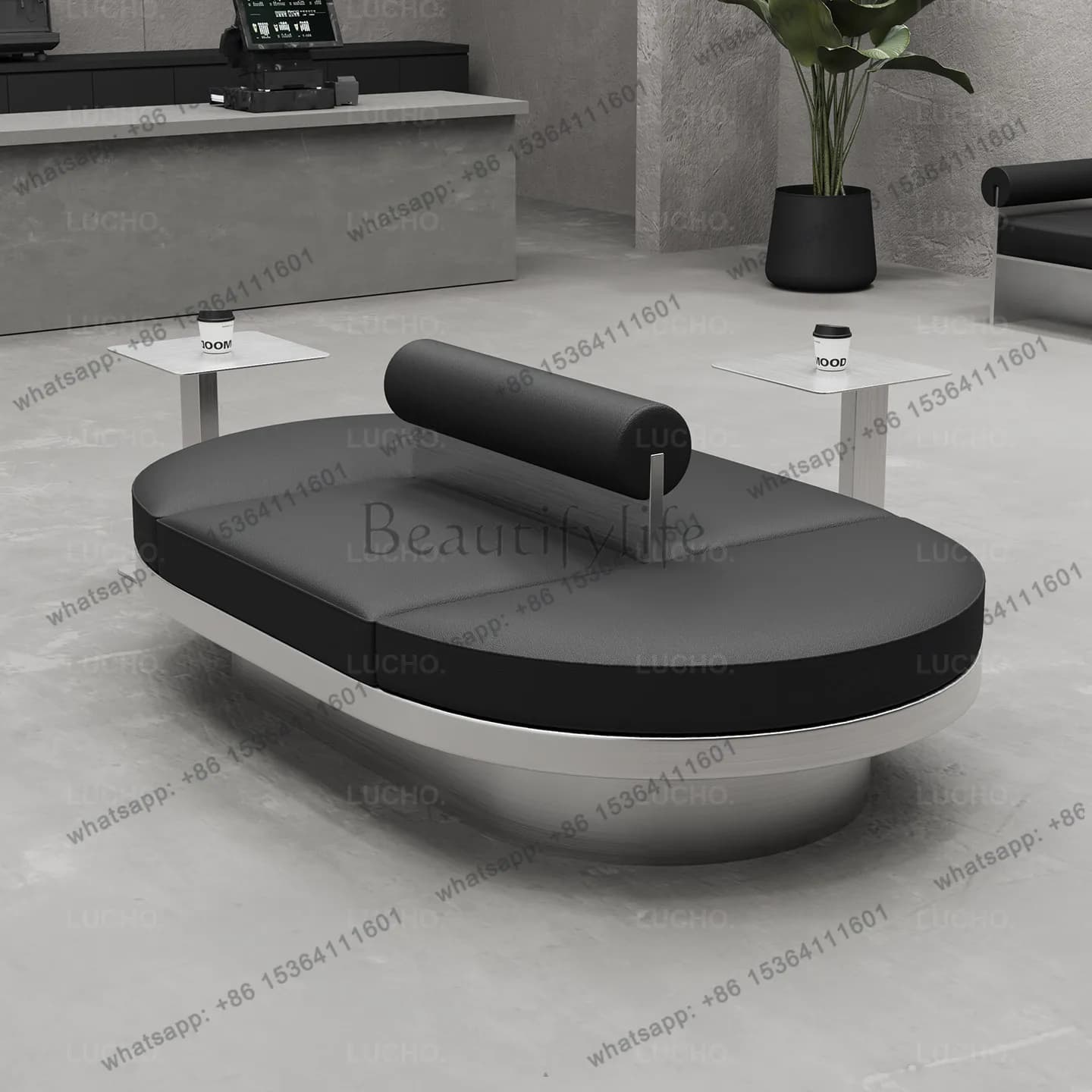 Industrial style cafe creative special-shaped double-sided card seat sofa back to back stainless steel