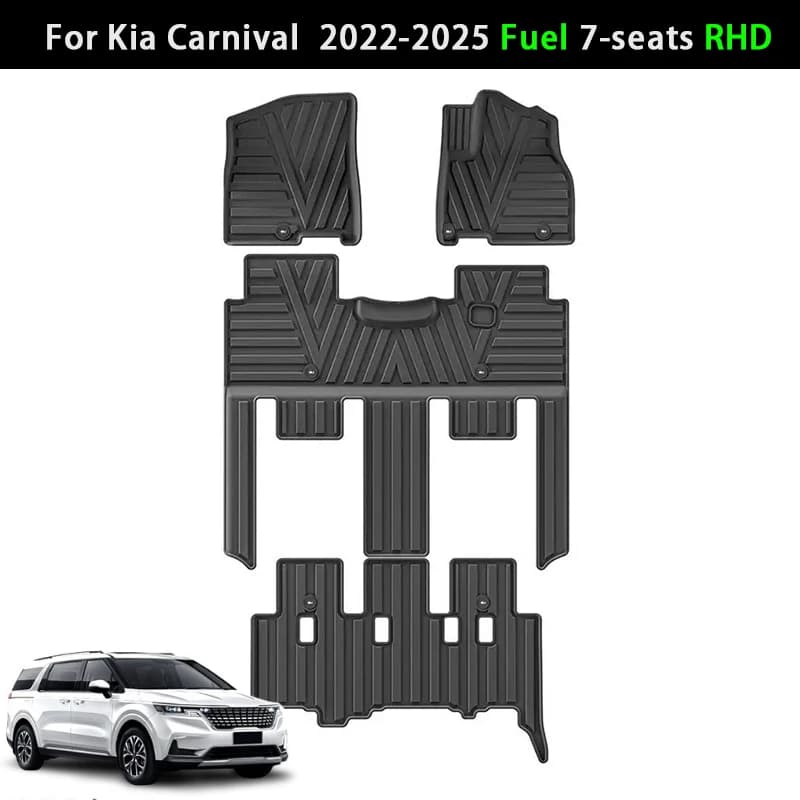 RHD Floor Mats for Kia Carnival 2022 2023 2024 2025 Fuel 7-seats Car Mats TPE Waterproof Foot Mat Cargo Liner Trunk Mat