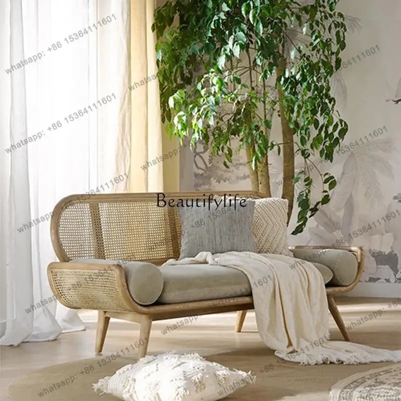 XX Rattan Sofa Simple Modern Small Apartment Nordic Bed And Breakfast Solid Wood Three