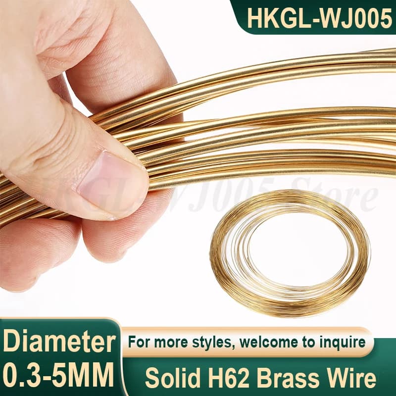 Dia 0.3-5mm Solid H62 Brass Wire Bare Brass Wire Half Hard Brass Round Wire Metal Wire 1/5/10 Meters; 1 Kilogram