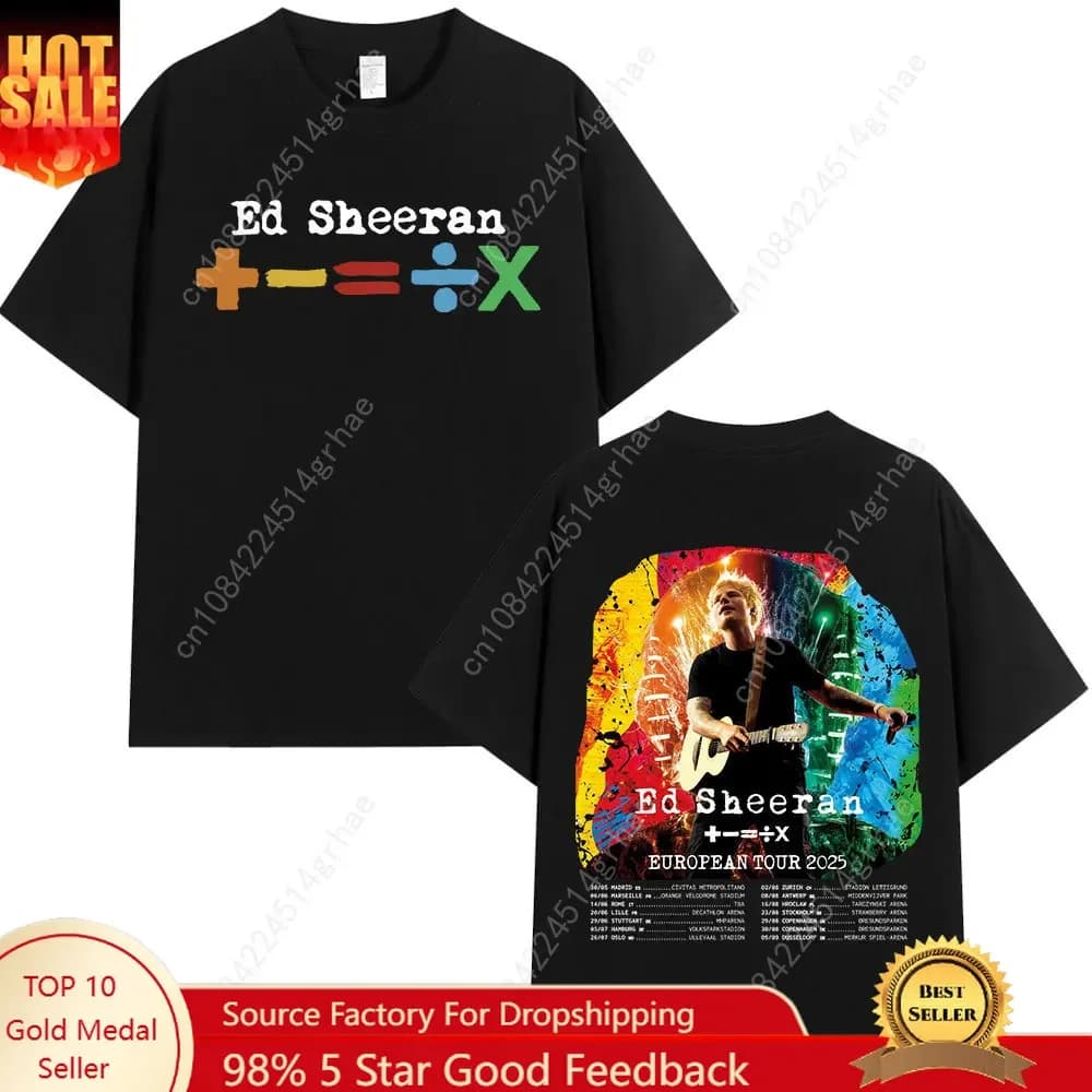 Ed Sheeran European Tour 2025 T Shirts Men Women Clothing Summer Cotton Casual Short Sleeve T-shirt Fashion Oversized Tee Shirt