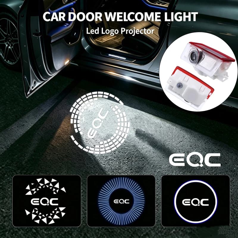 2PCS LED Car Door Welcome Ghost Shadow Courtesy Emblem Projector Lamps Decor for Mercedes Benz EQC 2018‑2022 Styling Accessories