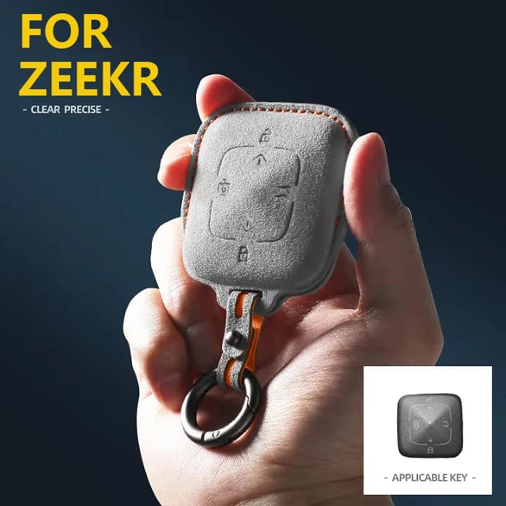 Car Key Case Suede Cover for ZEEKR 001 X  Auto Remote Smart Keychain Keyless Entry 2024 2023 2022 Shell Protector Accessories