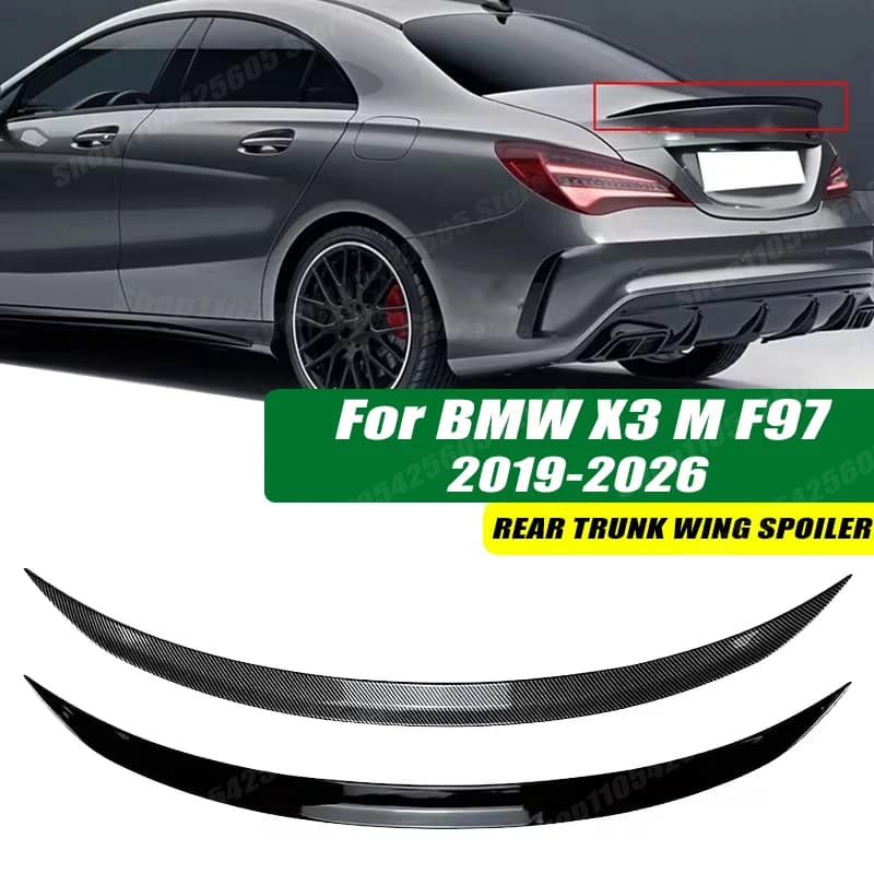 120cm 5D Carbon Look Rear Boot Trunk Spoiler Lip Stick-On Decorative Rear Wing For BMW X3 M F97 2019-2026