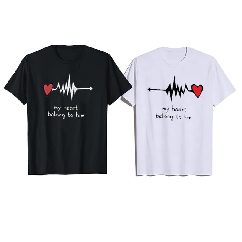 Couple Shirt His and Hers Outfits T-Shirt Couple Matching Sets Tees Boyfriend Gift Girlfriend Gift LoveHeart Graphic T Shirts