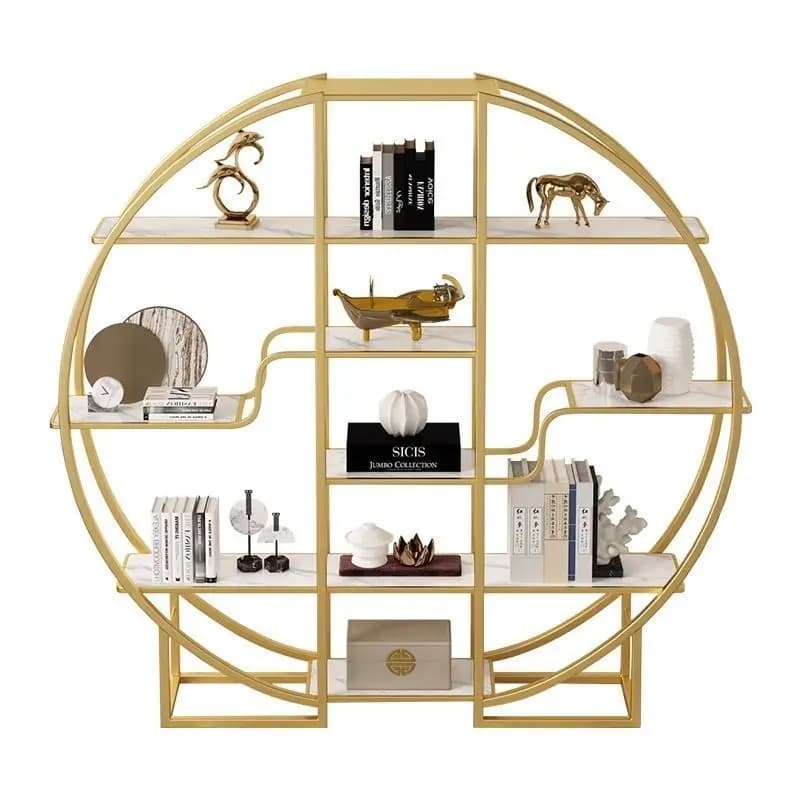 Simple wine rack, round, antique, light luxury, bookshelf, shelf