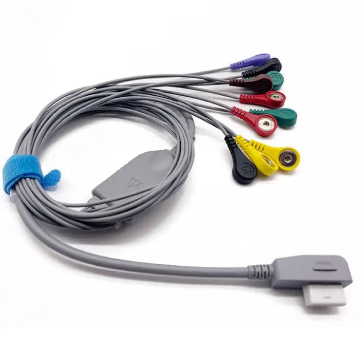 CT-083S CT-086S Compatible 10 Lead ECG Holter Cable Gray White 3m