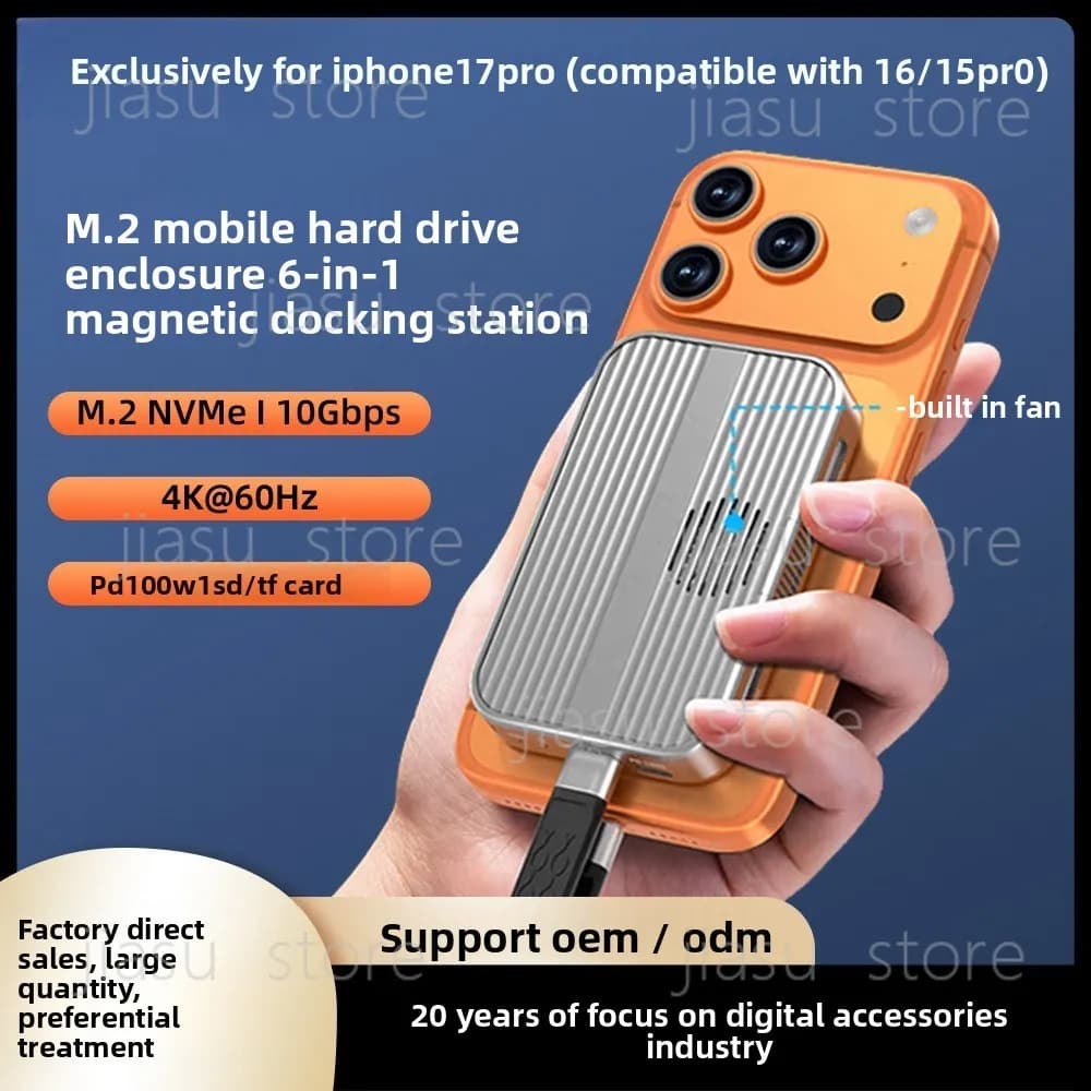 USB4 8K NVMe Docking Station Dual M.2 SSD RAID Enclosure 40Gbps Portable External Hard Drive Case