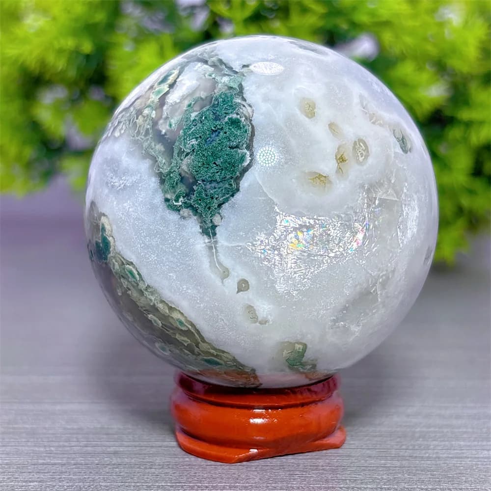 Moss Agate Sphere Natural Geode Natural Crystal Home Decoration Room decor Luck Quartz Stone Garden Healing Energy Love Gifts