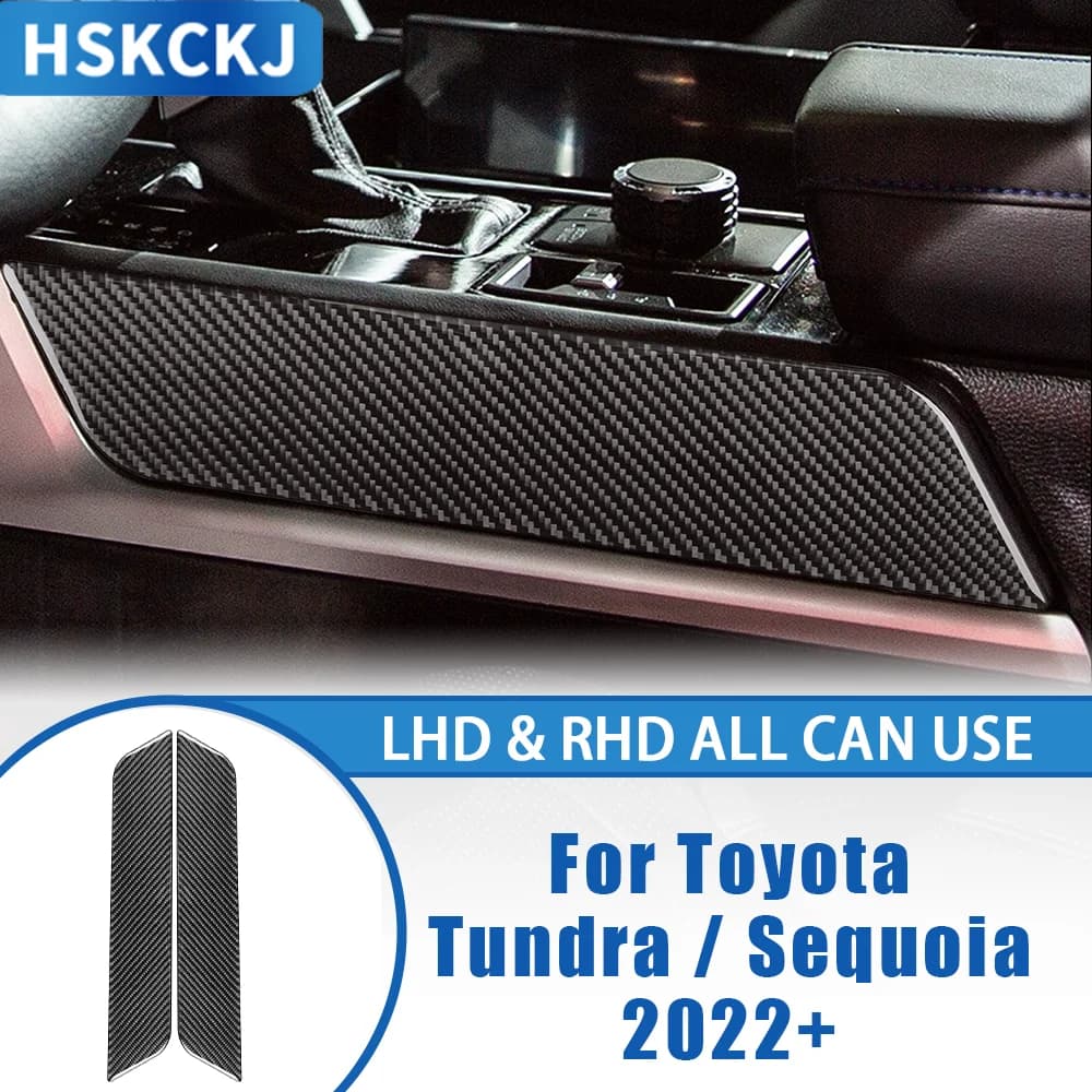 For Toyota Tundra Sequoia 2022+ Car Accessories Carbon Fiber Center Console Holder Panel Interior Cover Trim Modified Sticker