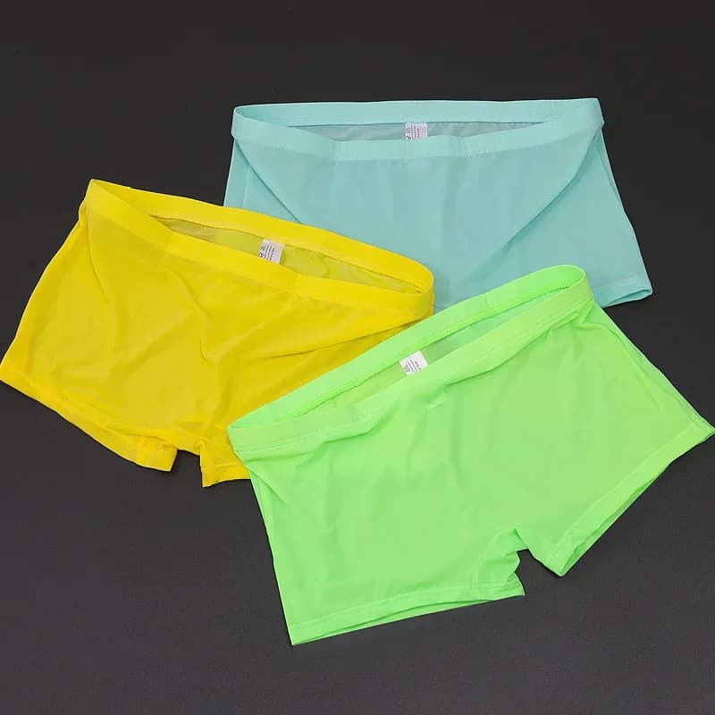 Ice Silk Men's Seamless Boxers Sexy U Pouch Shorts Breathable Male Underwear Thin Calzoncillos Transparent Man Underpants