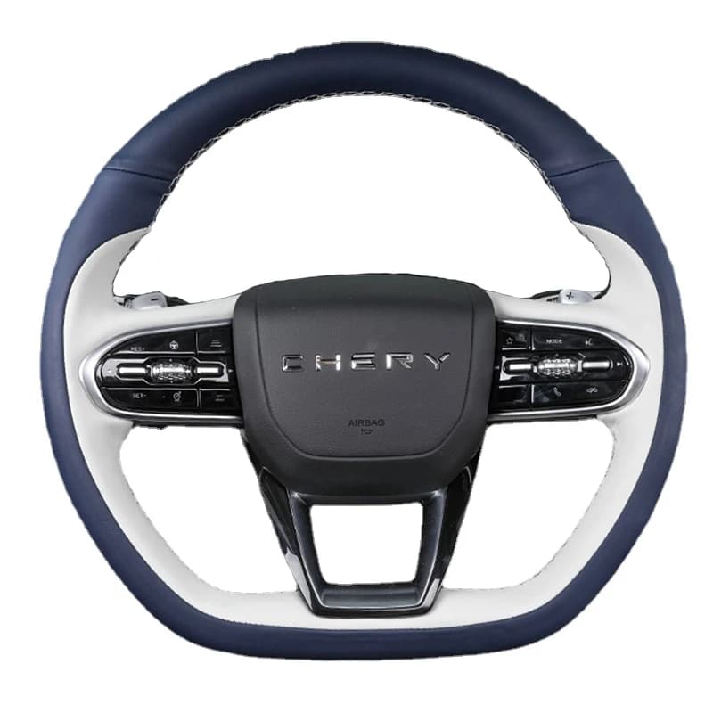 DIY Customized Hand Sewing Car Steering Wheel Cover for Chery 5X Exeed Tiggo 7 Pro Tiggo 8 Genuine Leather Car Accessories