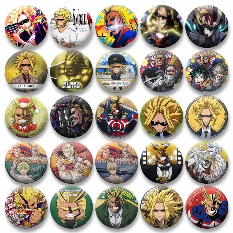 Cartoon Figure All Might Brooch Unisex Japanese Anime Peripheral Button Pins Jewelry Accessories Clothing Bag Decoration Badge