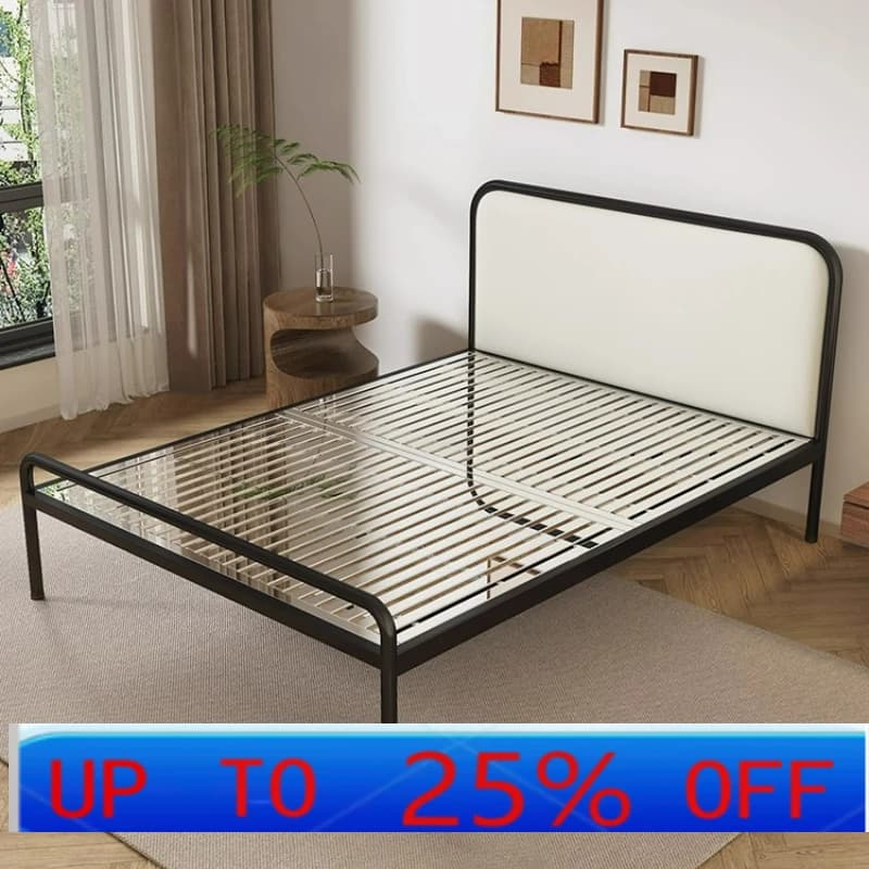 LTT Stainless Steel Bed Thickened Single Metal Double Bed Frame Upholstered Bed