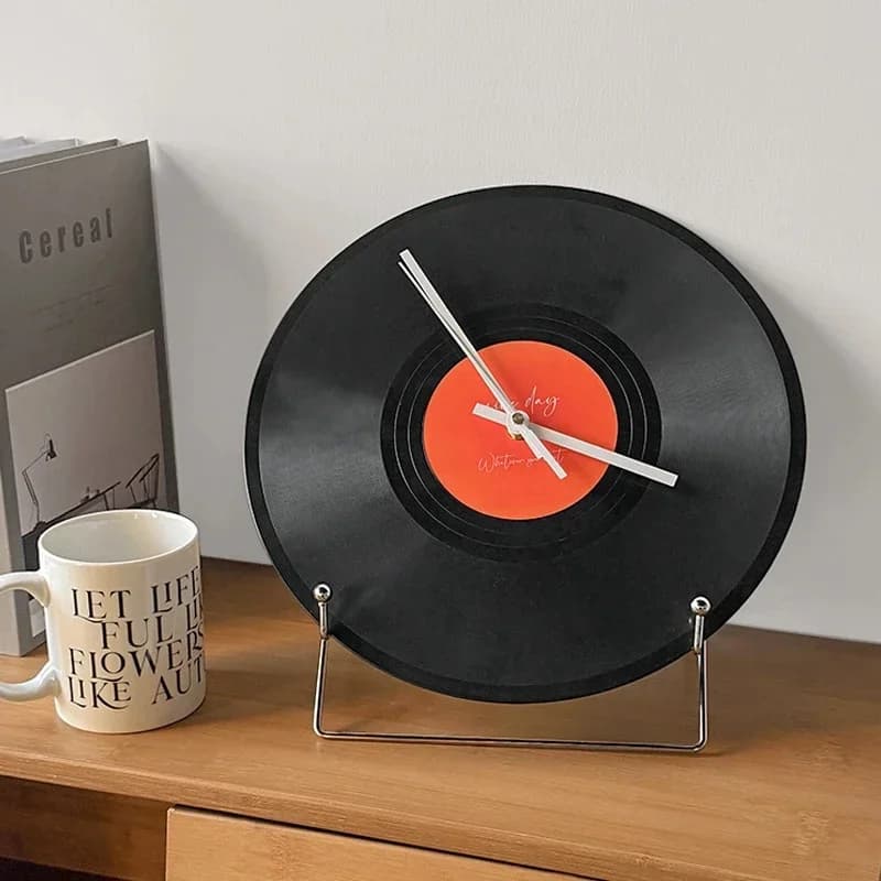 Sunset Vinyl Record Clock Minimalist Retro Desktop Bedroom Home Decor Living Room Accent For Couples Teens Cozy Birthday Gift