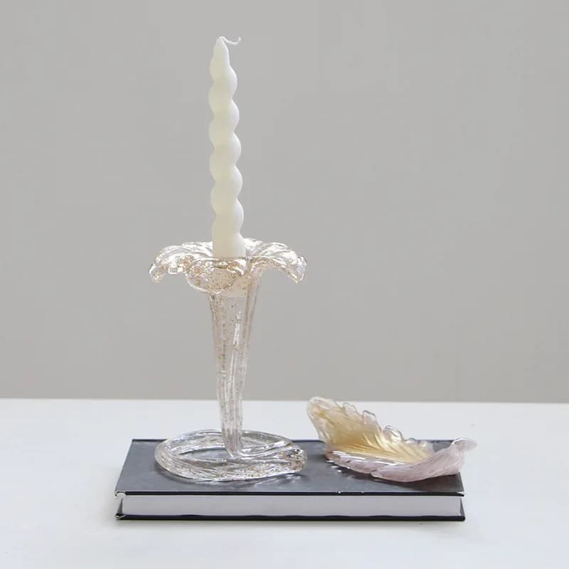 U2  Glass Candlestick  Tall Candle Holder Simulated Flower Storage Rack Transparent Flower Candle Stick Holder Home Decoration