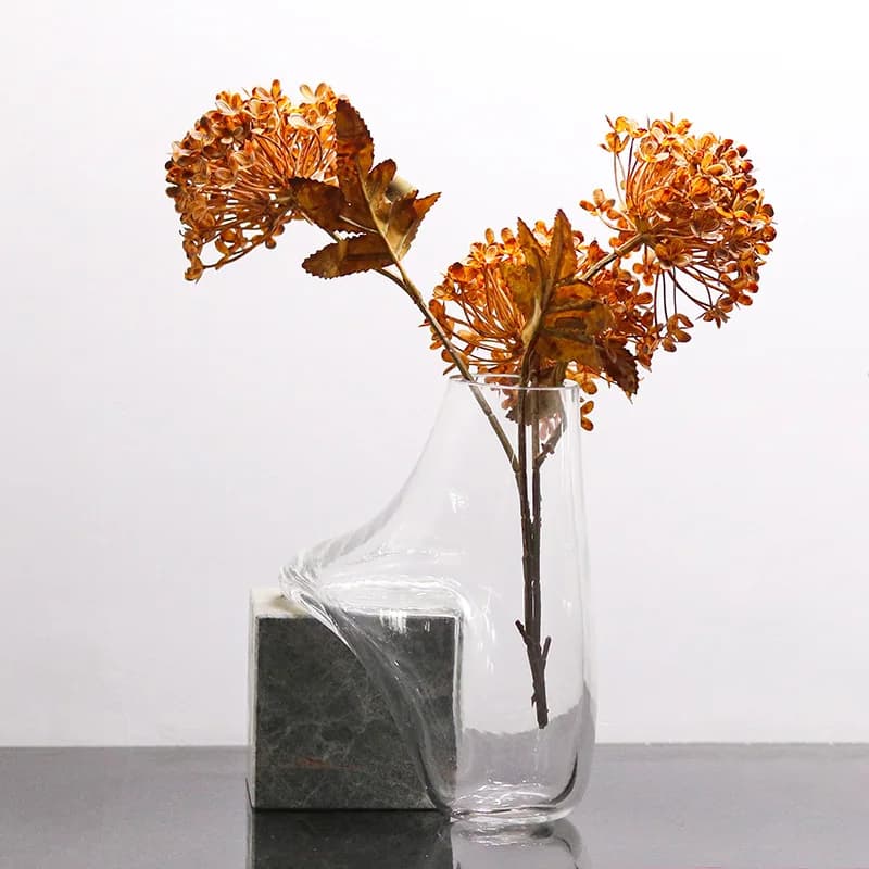 1Pcs Marble Based Glass Vase Abstract Moving Water Droplet Transparent Vase Hydroponic Water Tank Home Decoration