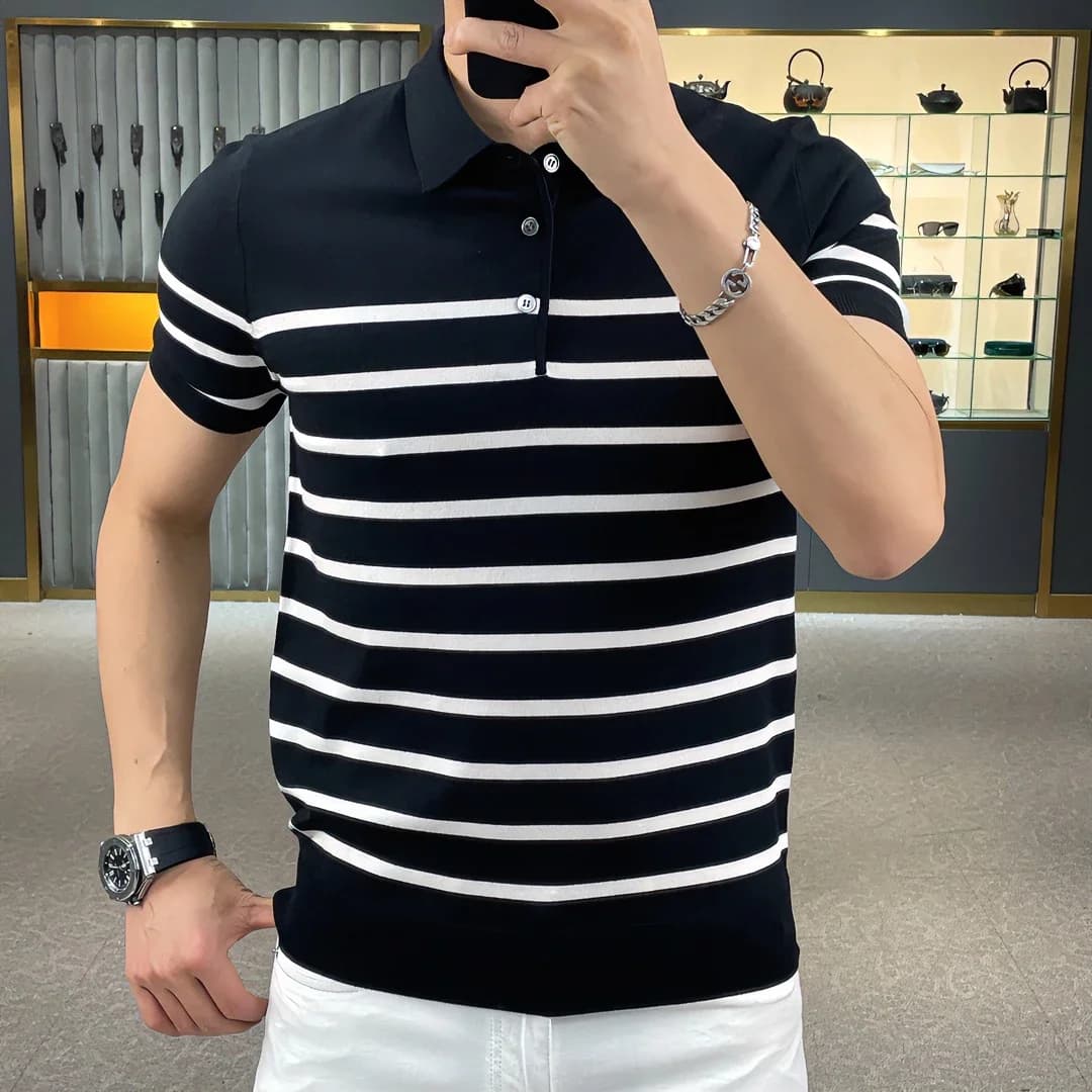 2026 Summer New Style Men's Luxury Casual European Style Short-Sleeved T-Shirt Breathable Polo Shirt
