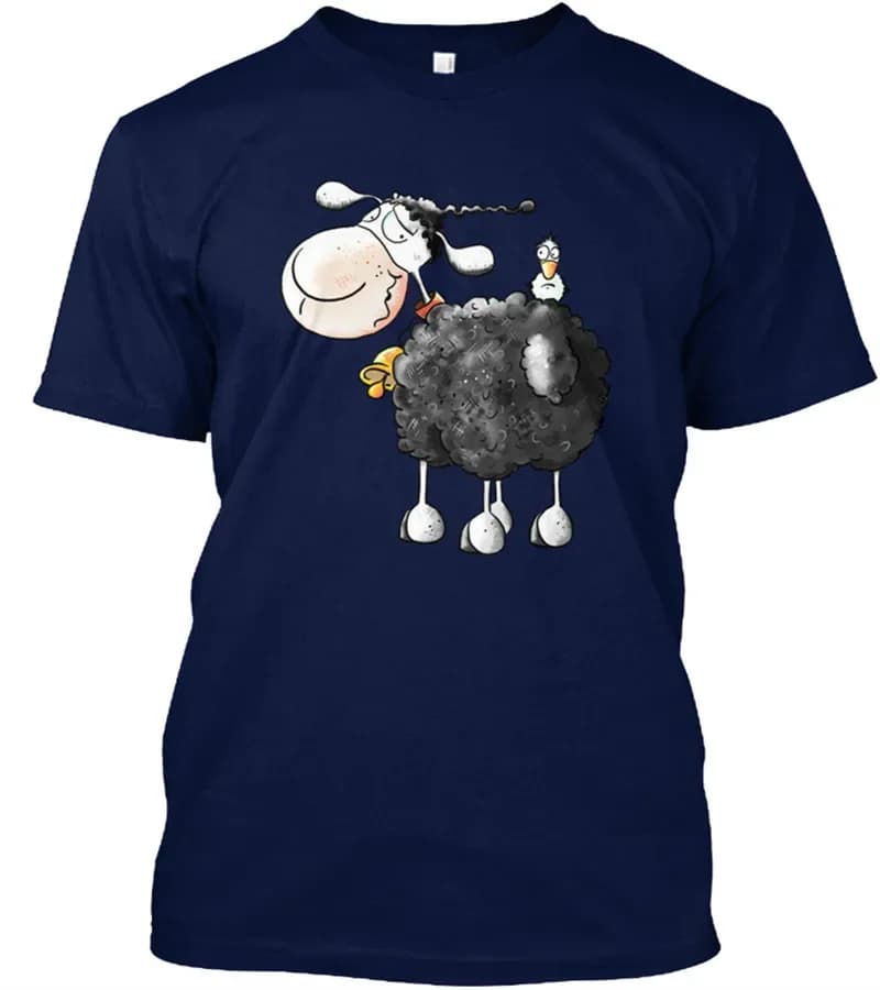 Funny Curly Sheep Graphic T-Shirt. Cotton O-Neck Short Sleeve Men's T Shirt Size S-3XL