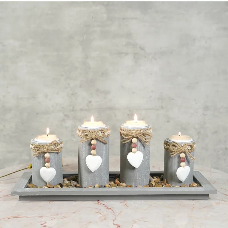 New Love Candle Holder Wooden Candle Ornament Candle Dinner Set Home Atmosphere Wooden Craftsmanship