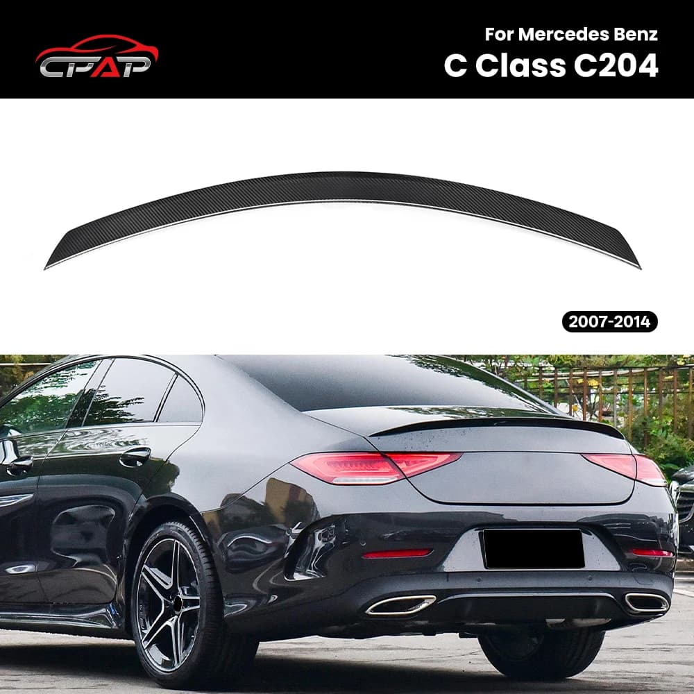 Real Dry Carbon Fiber Car Rear Trunk Spoiler Boot Wing For Mercedes Benz C Class C204 4 Door OEM Style 2007-2014