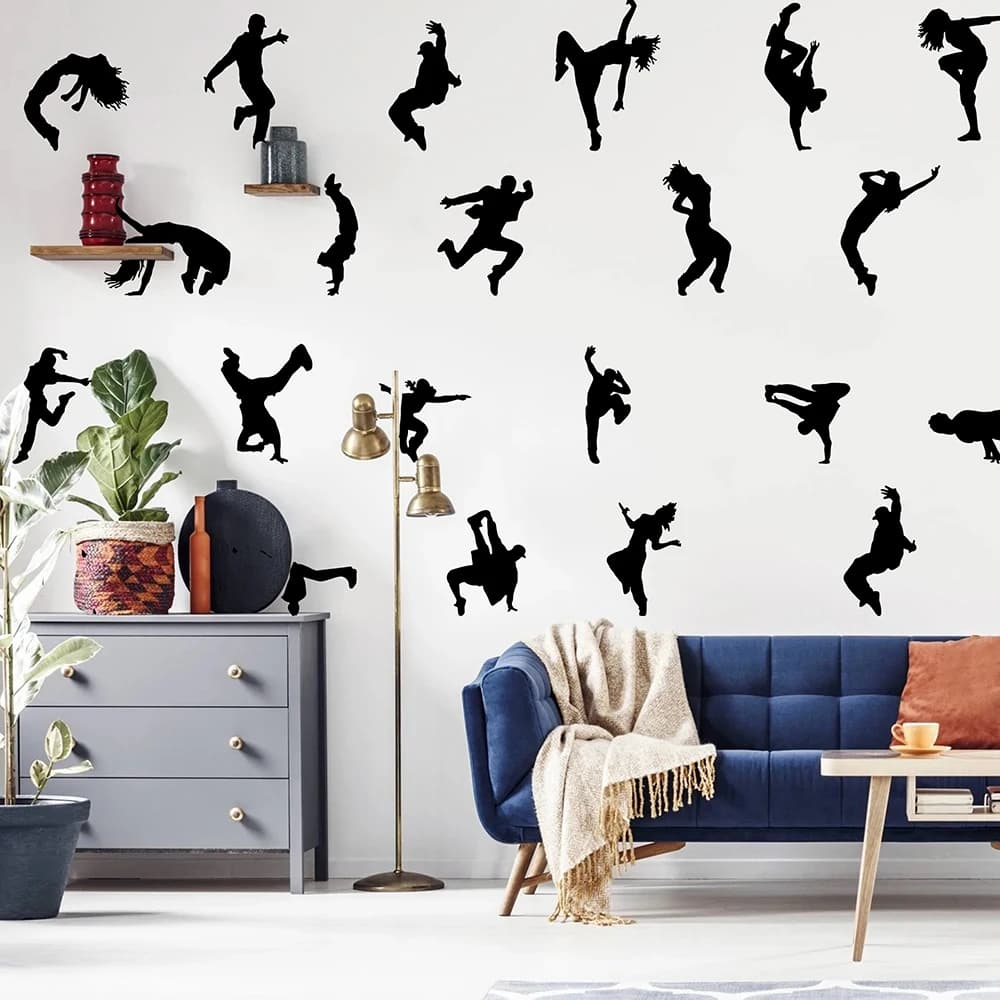 22Pcs Break Dancers Hip Hop Dancer Wall Sticker Decal Women Men Dance Music Fans Teen Children Bedroom Playroom Decor
