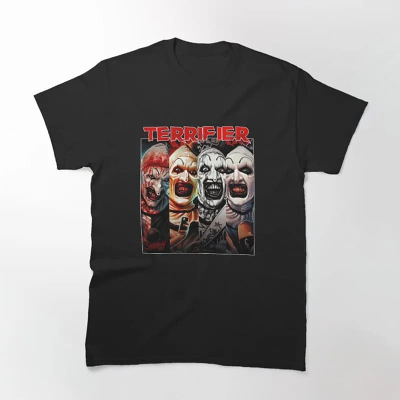 Retro Horror Movie Terrifier Art The Clown Killer Scary Halloween Gift T Shirt Short Sleeve Graphic clothes All size tops S-6XL