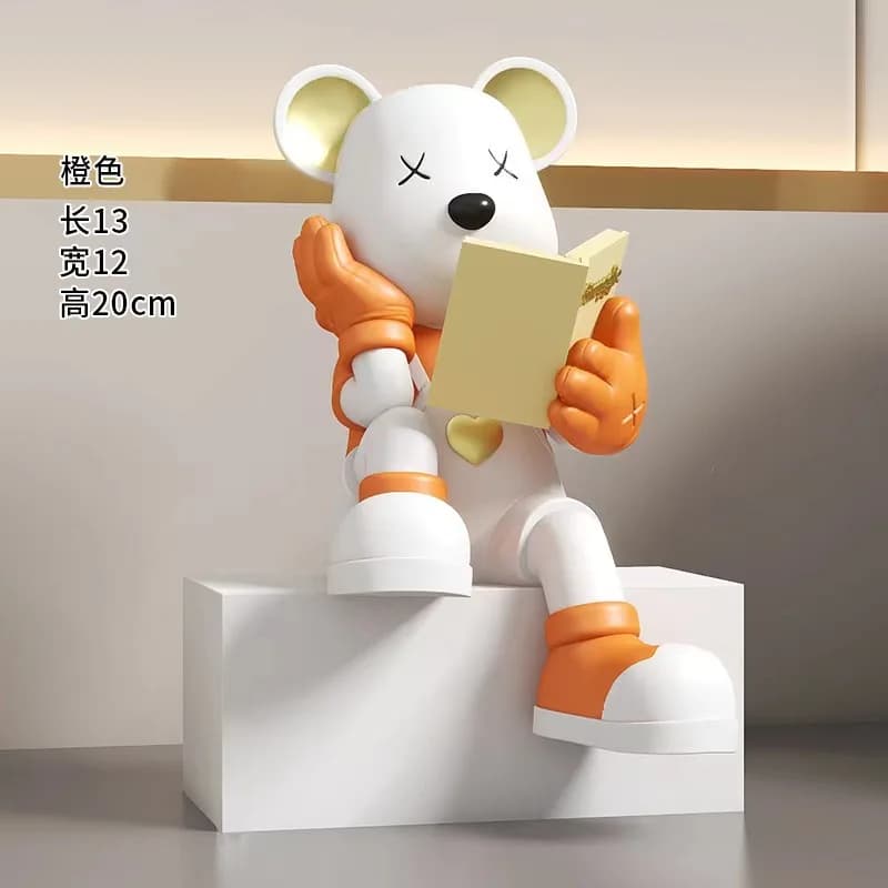 Resin Reading Bear Statue Creative Animal Sculpture Nordic Modern Art Desktop Interior Aesthetics Room Home Decoration