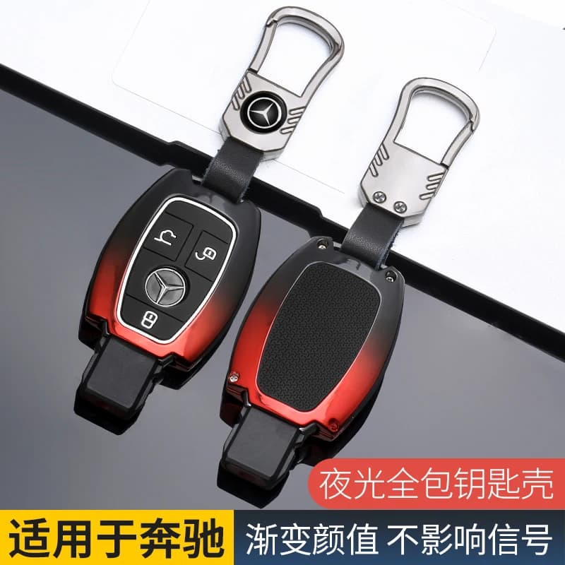 Leather Car Key Cover Case Protection Shell Keychain For Mercedes Benz A C E S Class GLA CLA GLK GLC CLS W204 W463 W176 W205 AMG