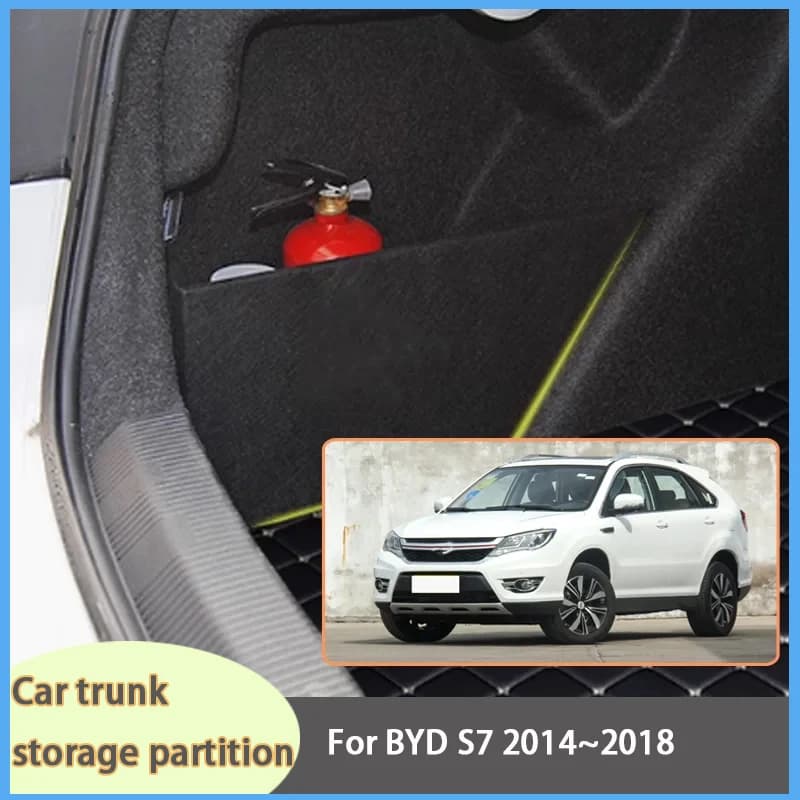 For BYD S7 2014~2018 2017 2016 Car Organizer Thickening Trunk Side Partition Trunk Interior Storage Box Parts