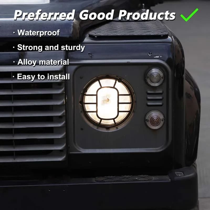 For Land Rover Defender 90 110 130 2004-2018 Carbon Steel Black Car Front Headlight Protective Cover Car Accessories