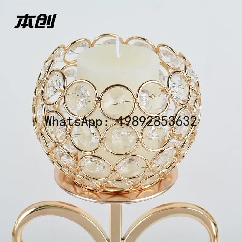 x-14 European crystal creative wrought iron retro candle gold decorative ornament