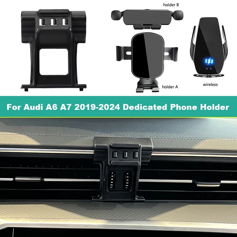 For Audi A6 C8 A7 2019-2024 Dedicated Car Mobile Phone Holder In Car Air Vent Bracket 15W Fast Wireless Charging Phone Stand