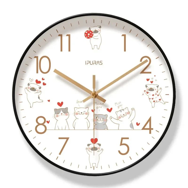 Simple Cute Animal Cat Wall Clocks Fashion New Nordic Wall Clock Silent Sweep Second Quartz Clock Living Room Home Decoration