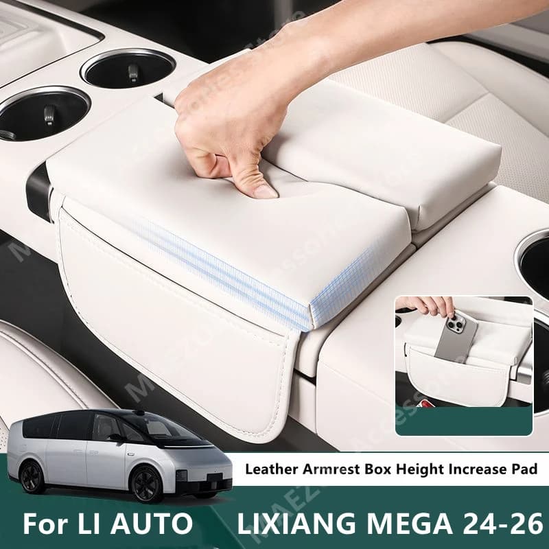 For LI AUTO LIXIANG MEGA 24-26 Leather Armrest Box Height Increase Pad,Car Interior Decoration Modification Accessories Refit