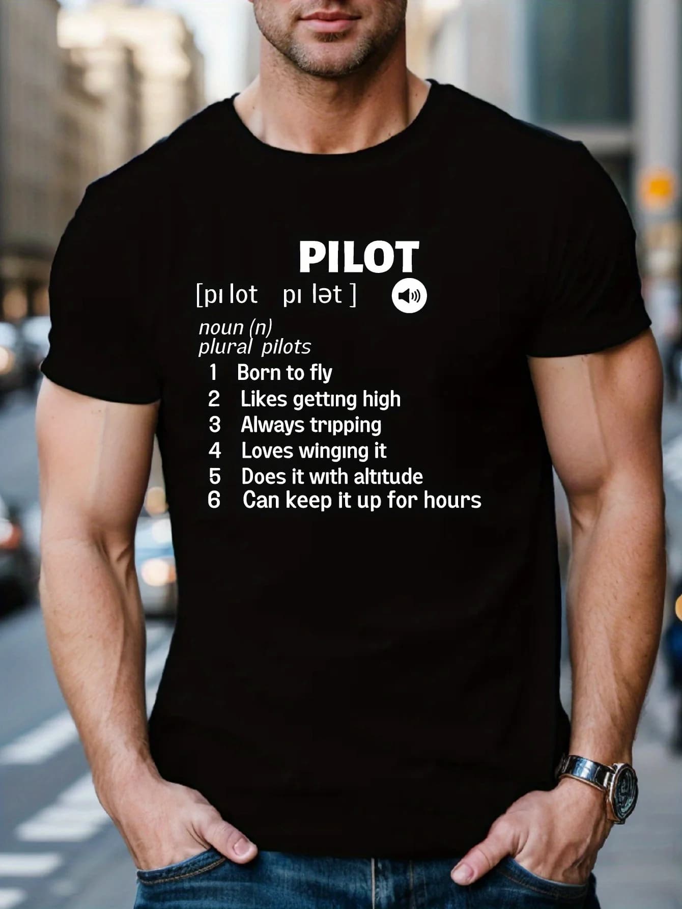 Pilot Definition Print T-Shirt 100% Cotton O-Neck Short Sleeve Summer Casual Mens T-shirt Streetwear