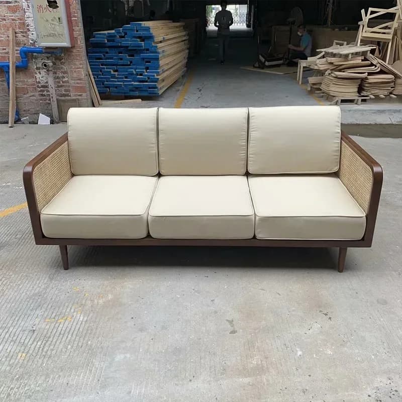 New Chinese Rattan Sofa B & B Hotel Interior Decoration Japanese Rattan Chair Solid Wood Sofal16